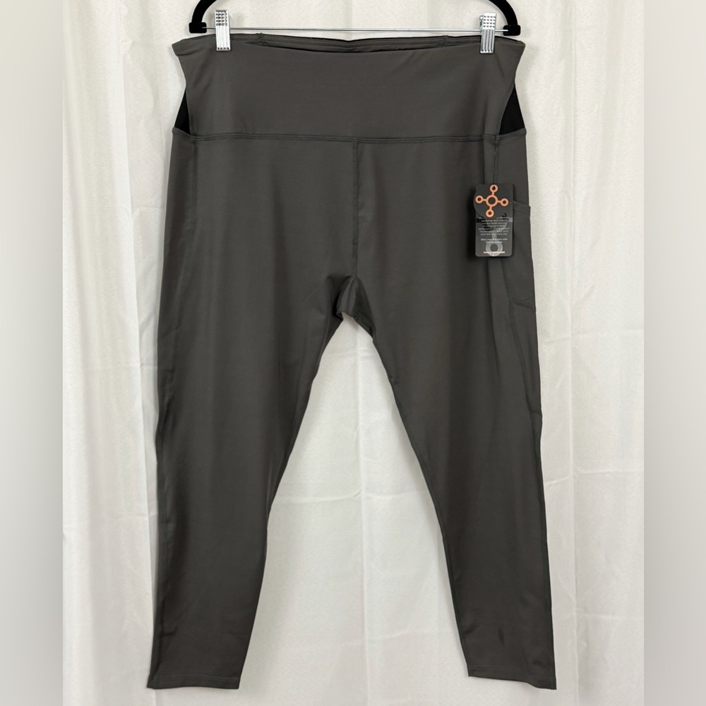 Tommie Copper Slate Gray High Waist Lower Back Support Capri Leggings 3X. NWT